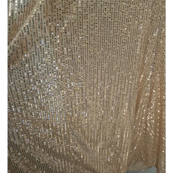 Gold Sequin Flowing 1920's Style Evening Gown Dress Size XL Waist 34 Bridesmaid - Picture 11 of 13